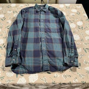 Vintage Burberry Men's Shirt Size Medium Plaid 100% Cotton Striped USA 80s 90s